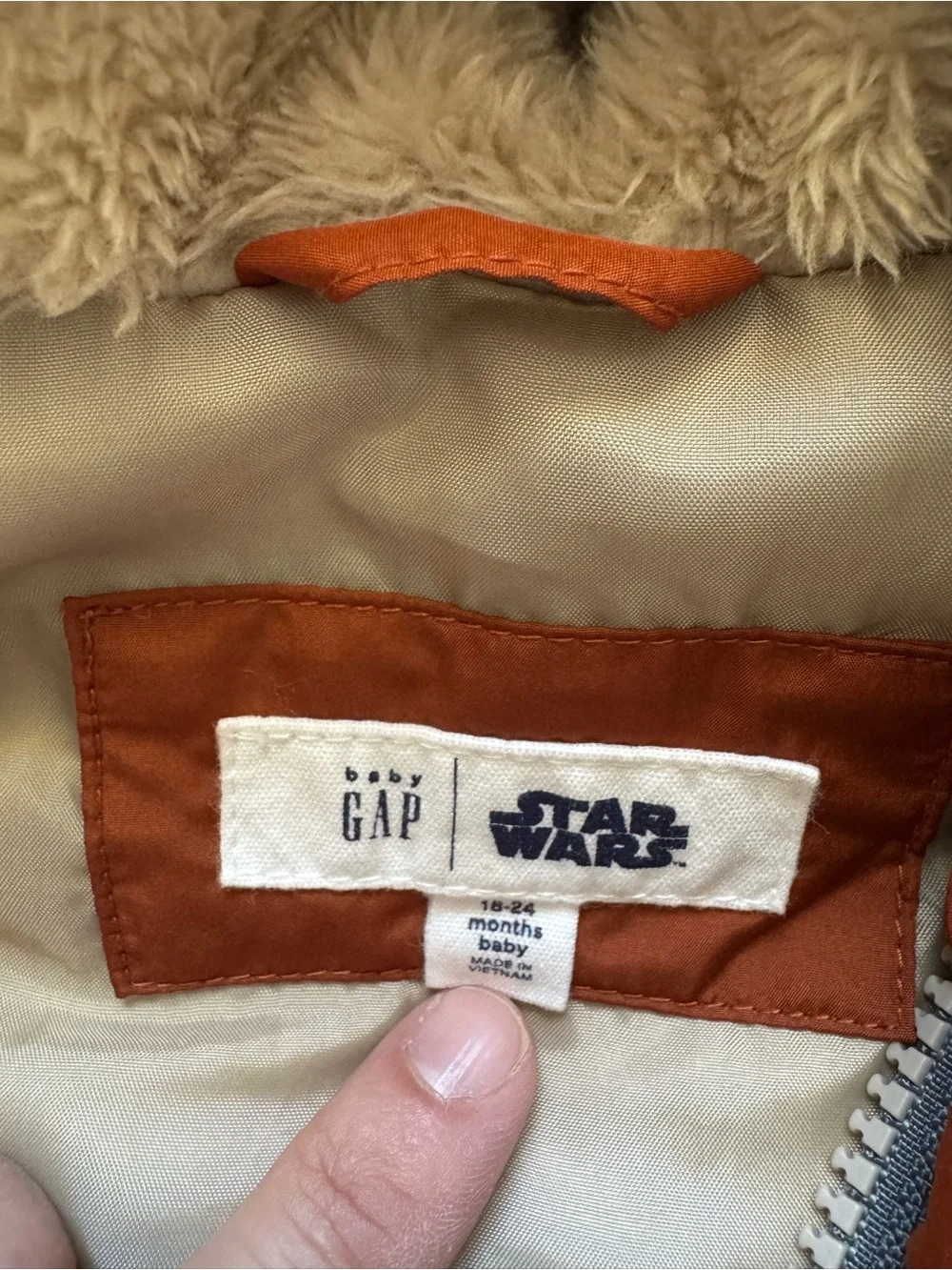 Star Wars Ewok Baby Gap 18-24M Puffer Sherpa Full Zip Jacket With Pockets Hood
